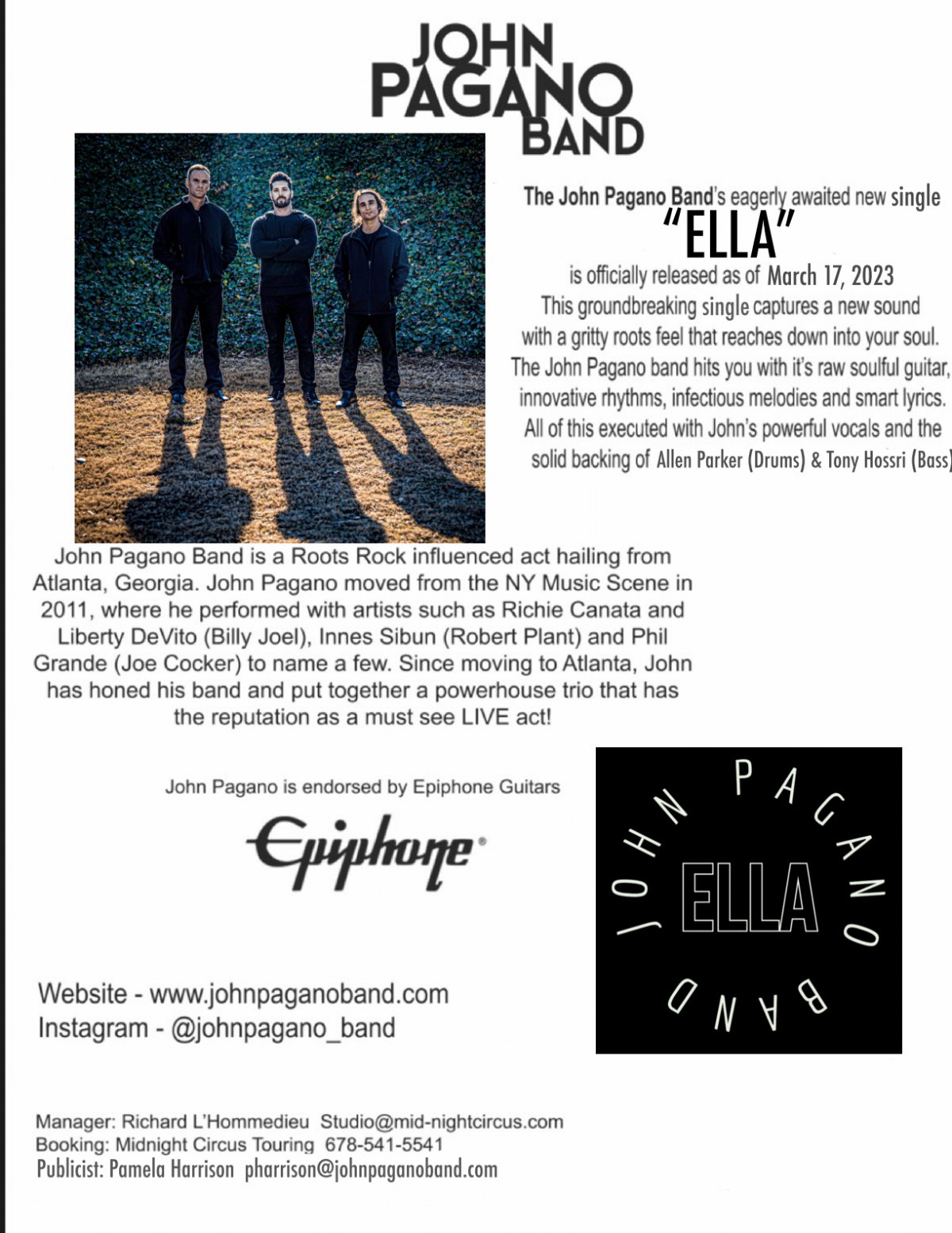 John Pagano Band Releases "Ella"