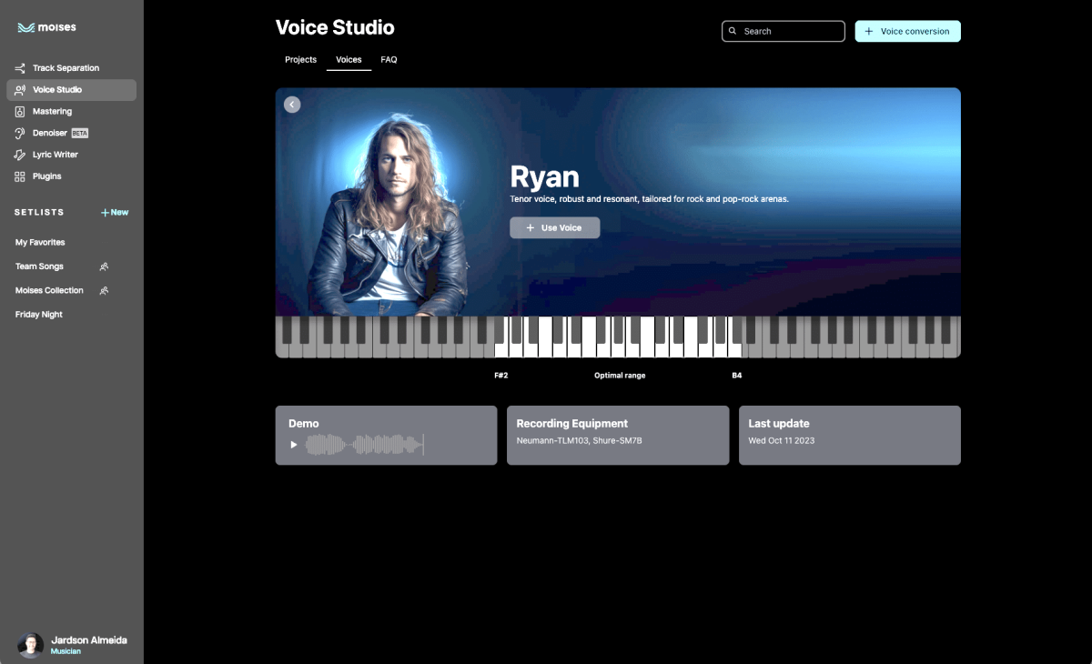 Moises launches AI Voice Studio